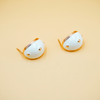 White And Rose Gold Stud Earrings For Women's And Girls..