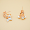Rose Golden Plated Pearl And AD Western Earrings For Women's And Girls.