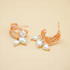 Rose Golden Plated Pearl And AD Western Earrings For Women's And Girls.