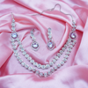 Transparent White Double Layer Long Heavy Necklace Set For Her.