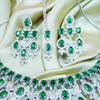 Elegant AD Green Kiara Necklace Set with Maangtika and Elegant Detailing for Women.