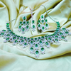 Elegant AD Green Kiara Necklace Set with Maangtika and Elegant Detailing for Women.