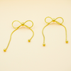 Waterproof Bow Knot Gold Plated Stainless Steel Ribbon Earrings.