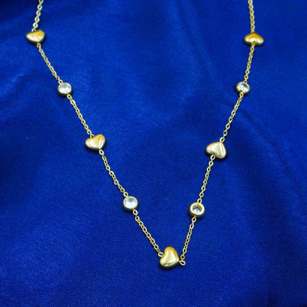 Elegant Tiny Hearts Golden Necklace