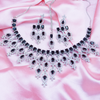 Elegant AD Black Kiara Necklace Set with Maangtika and Elegant Detailing for Women.