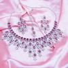 Women American Diamond-Studded Necklace & Earrings Set With Mangtika.