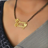 Elegant Heart & Crown Customized Couple Pendant With Mangalsutra Chain