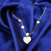 Gold Dream Catcher and Feathers Heart Shape Necklace With Crystal