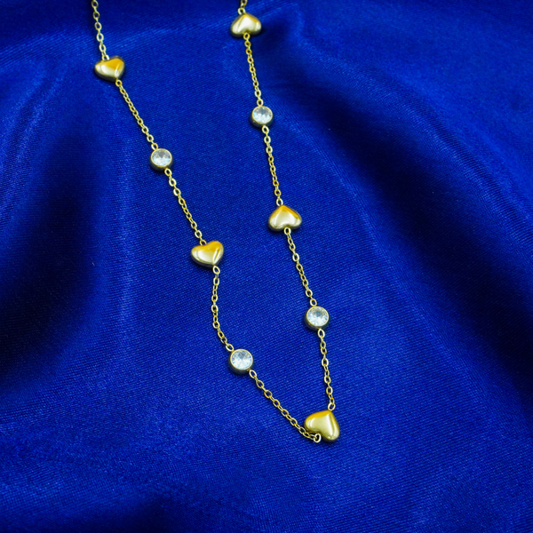 Elegant Tiny Hearts Golden Necklace