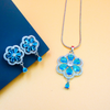 Elegant Pendant & Earrings Set With Link Chain For women And Girls.