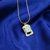 Elegant Rectangle Solitaire with Golden Pendant