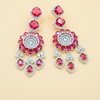 Silver Plated Pink CZ Studded Statement Necklace Jewellery Set..
