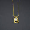 Elegant Rectangle Solitaire with Golden Pendant