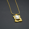 Elegant Rectangle Solitaire with Golden Pendant