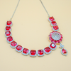 Silver Plated Pink CZ Studded Statement Necklace Jewellery Set..