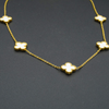 Elegant Mother of Pearl Clover Golden Necklace