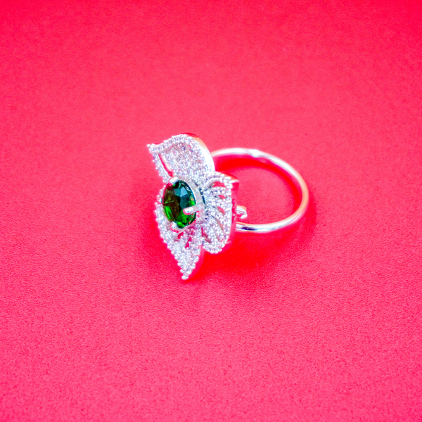Silver Color American Diamond Finger Adjustable Rings for girls and women.