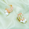 Rose Golden Plated Pearl And AD Western Earrings For Women's And Girls.
