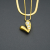 Double Layerd Golden Anti Tarnish AD Heart Shape Necklace With Elegant Chain