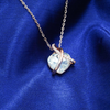 White Austrian Crystal Heart Collars Pendant Necklace with Chain for Women