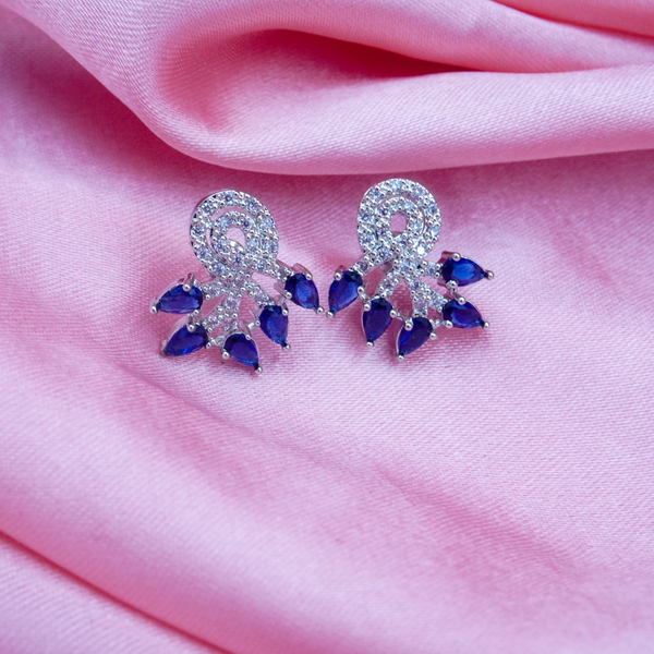 Elegant jewell Stone Blue Pendant & Earrings Set With Link Chain For women And Girls.
